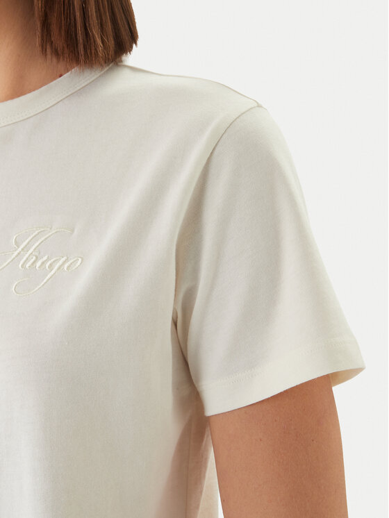 HUGO HUGO Tricou Damacia_7 50561233 Écru Regular Fit