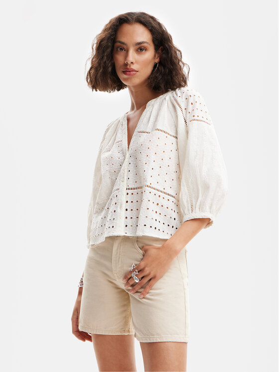 Desigual Desigual Bluse Julieta 24SWBW27 Weiß Loose Fit