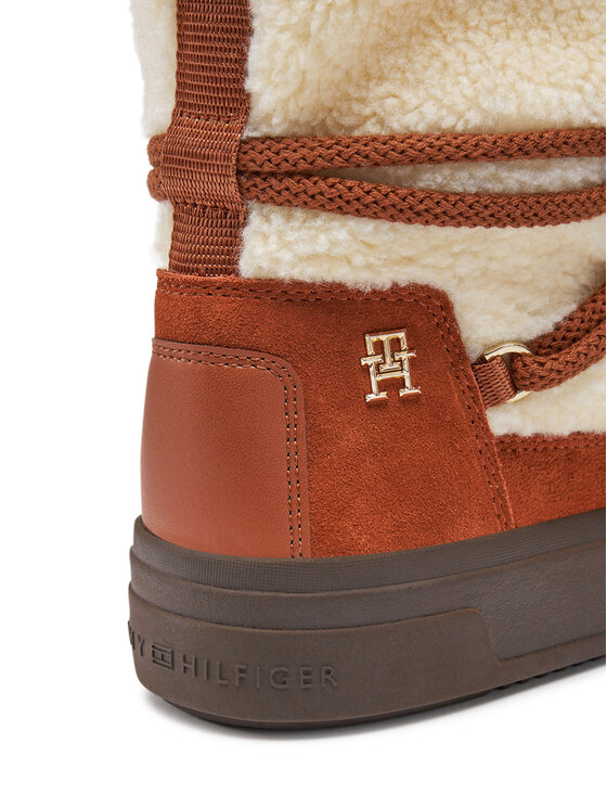 Tommy Hilfiger Tommy Hilfiger Śniegowce Lace-Up Faux Shearling Snowboot FW0FW08252 Beżowy