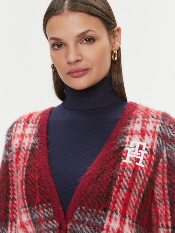 Tommy Hilfiger Tommy Hilfiger Кардиган Tartan WW0WW40129 Червен Regular Fit