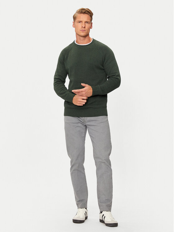 INDICODE INDICODE Megztinis Santorino 35-718 Žalia Regular Fit