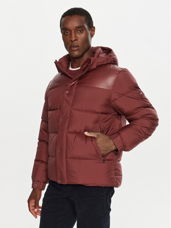Tommy Hilfiger Tommy Hilfiger Vatovaná bunda MW0MW36569 Bordová Regular Fit