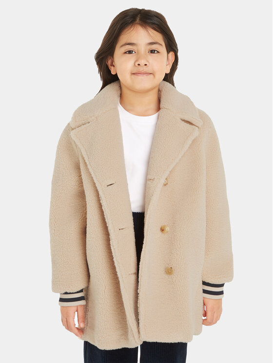 Tommy Hilfiger Cappotto in shearling KG0KG07544 Beige Regular Fit, taglia : 8Y