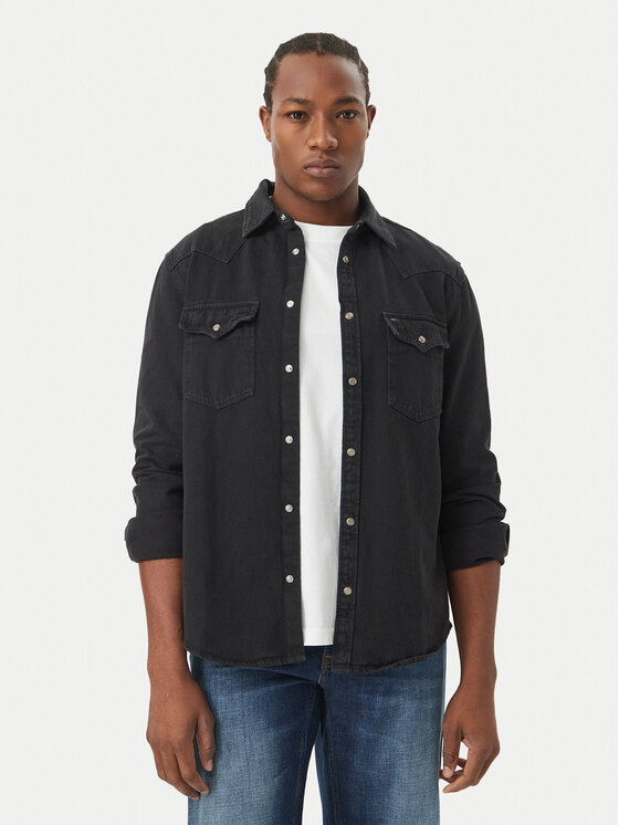 Tommy Jeans Tommy Jeans džinsiniai marškiniai Washed Western DM0DM23518 Juoda Regular Fit