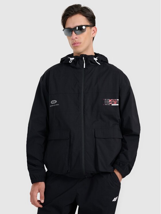 4F 4F Μπουφάν μεταβατικό 4FRAW25TSWSM2460-20S Μαύρο Regular Fit