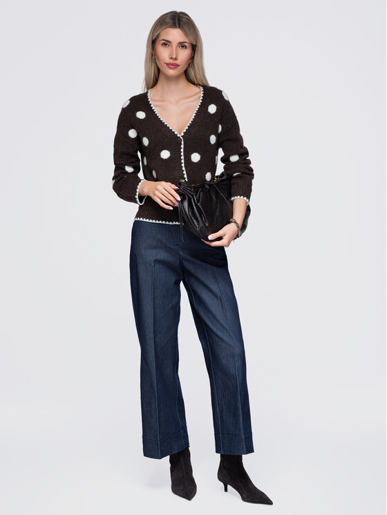 Ombre Ombre Kardigan OW-SW-E0022 Brązowy Slim Fit