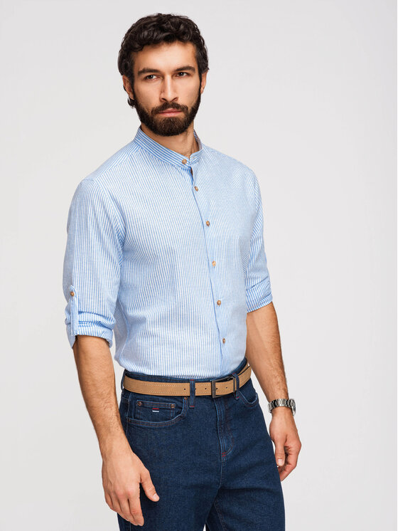 Ombre Ombre Koszula OM-SHCS-0189 Niebieski Regular Fit