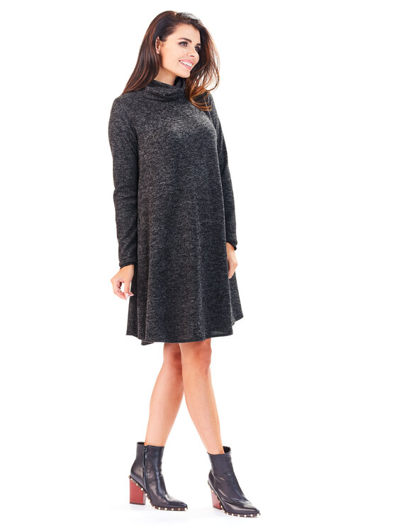 Awama Awama Úpletové šaty A198 Šedá Basic Fit