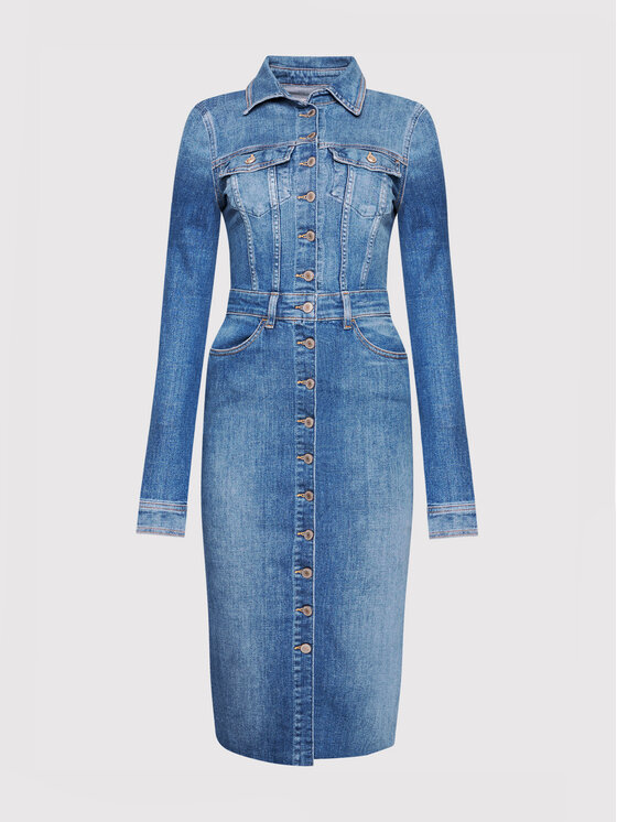 Guess Guess Дънкова рокля Sexy Lola W1YK49 D46AC Син Slim Fit