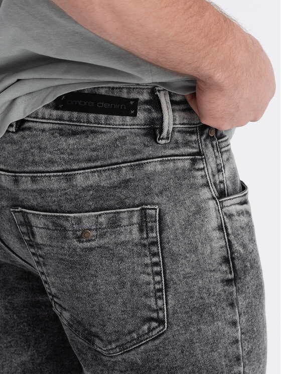 Ombre Ombre Jeansy OM-PADP-0109 Šedá Slim Fit