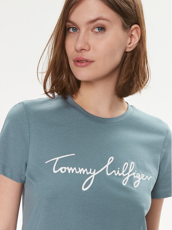 Tommy Hilfiger Tommy Hilfiger T-Shirt Signature WW0WW41674 Niebieski Regular Fit