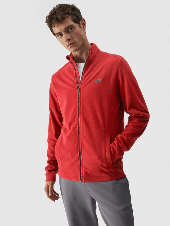 4F 4F Fleecová mikina 4FWMM00TFLEM289-60S Červená Regular Fit