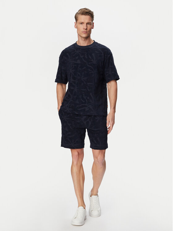 BOSS BOSS Тишърт Flower 50559227 Тъмносин Regular Fit