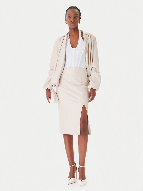 Rinascimento Rinascimento Kurtka z imitacji skóry CFC0127530003 Beżowy Relaxed Fit