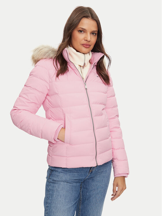 Tommy Jeans Vatovaná bunda Basic DW0DW18312 Ružová Slim Fit