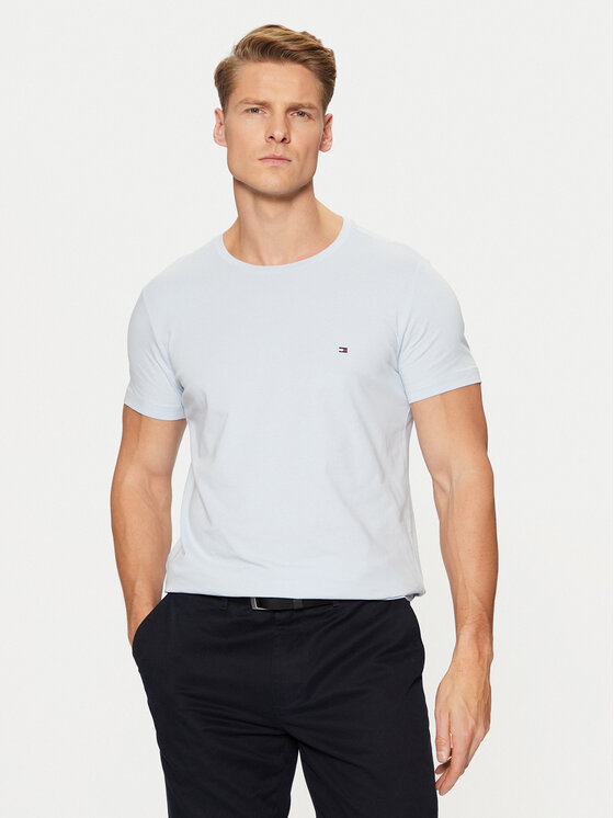Tommy Hilfiger Tommy Hilfiger T-Shirt MW0MW10800 Světle modrá Slim Fit