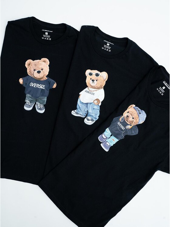 MyStars MyStars Komplet 3 t-shirtów Zestaw 3 T-Shirtów Męskich Czarnych MyStars 90s Bear 2XL Czarny Regular Fit
