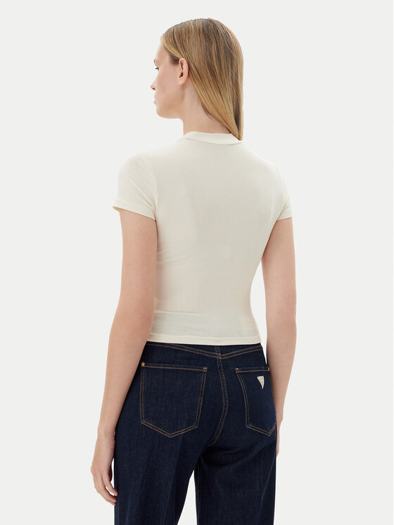 Guess Guess Tričko O5GP04 KCDA2 Écru Slim Fit