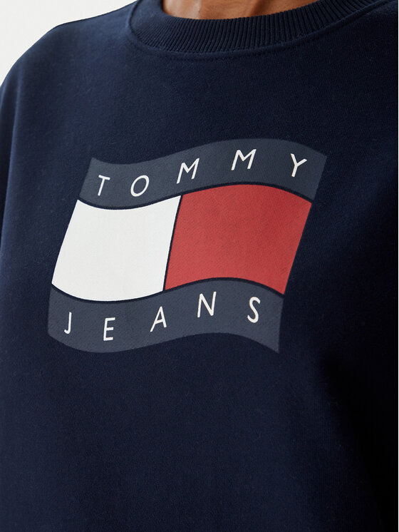 Tommy Jeans Tommy Jeans Mikina Wavy Flag DW0DW22742 Tmavomodrá Boxy Fit