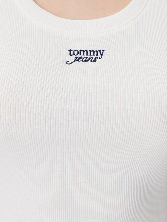 Tommy Jeans Tommy Jeans Top DW0DW21369 Biały Slim Fit