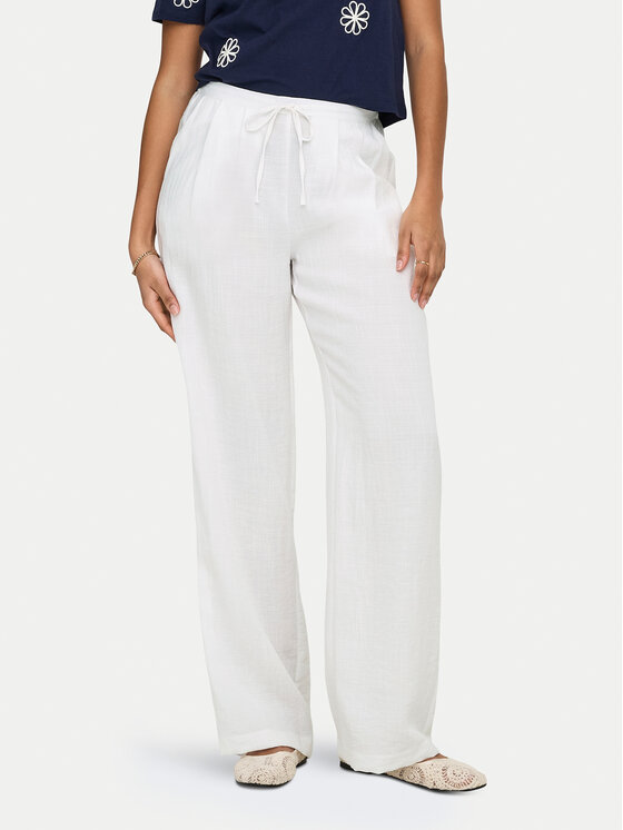 ONLY ONLY Bavlnené nohavice Lita 15370273 Biela Relaxed Fit