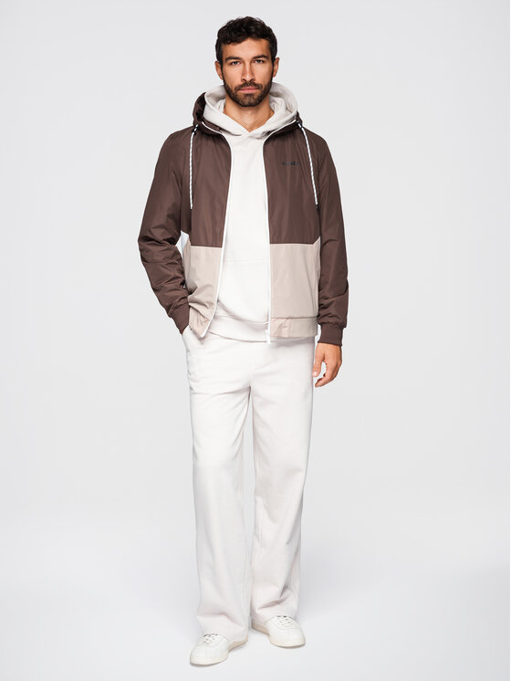 Ombre Ombre Wiatrówka OM-JANP-0242 Brązowy Regular Fit