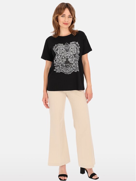 Perso Perso T-Shirt TCE240246F Czarny Regular Fit