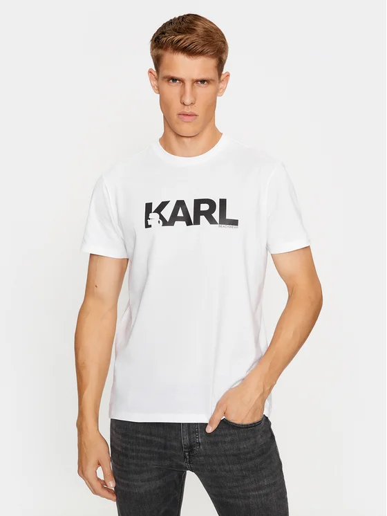 KARL LAGERFELD T-Shirt Karl Logo Regular T-Shirt 230M2211 Weiß Regular Fit