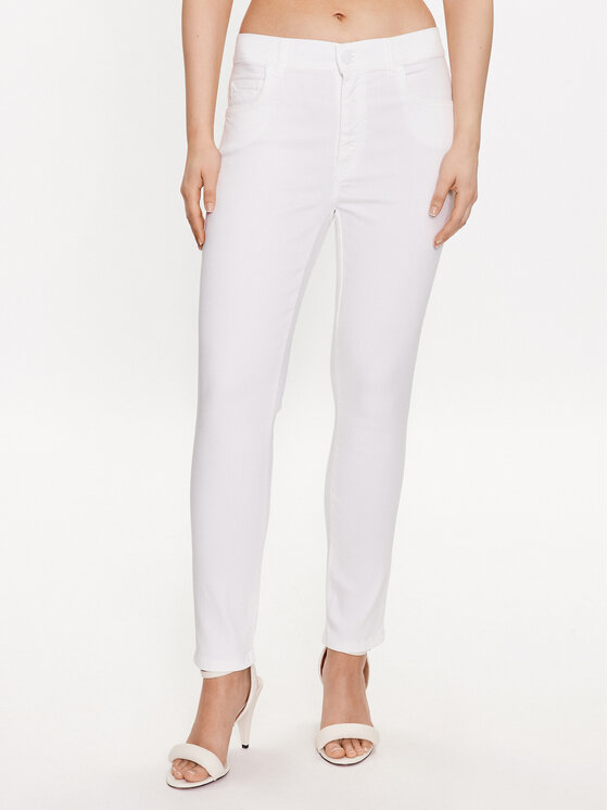 Marella Marella Hlače iz tkanine Peseta 2331310635 Bela Slim Fit