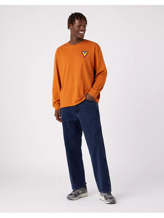 Wrangler Wrangler T-Shirt CHEST LOGO TEE Brązowy Regular Fit