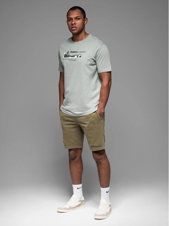 Ombre Ombre Szorty materiałowe OM-SRSK-0138 Zielony Slim Fit