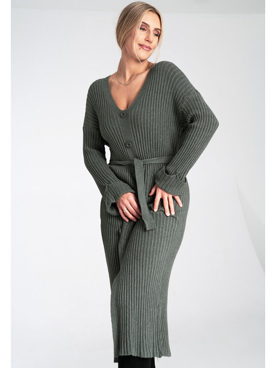 FIGL FIGL Úpletové šaty M1095 Zelená Fitted Fit