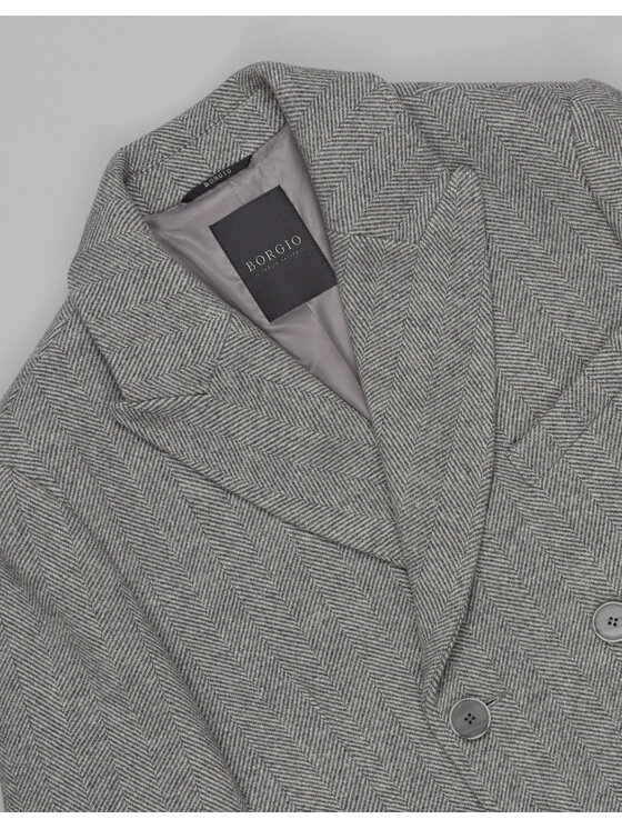 Borgio Borgio Płaszcz wełniany bolognetta Szary Slim Fit