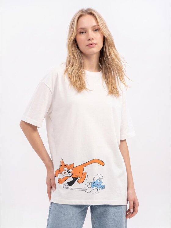 Smerfy Smerfy T-Shirt 132206 Biały Oversize
