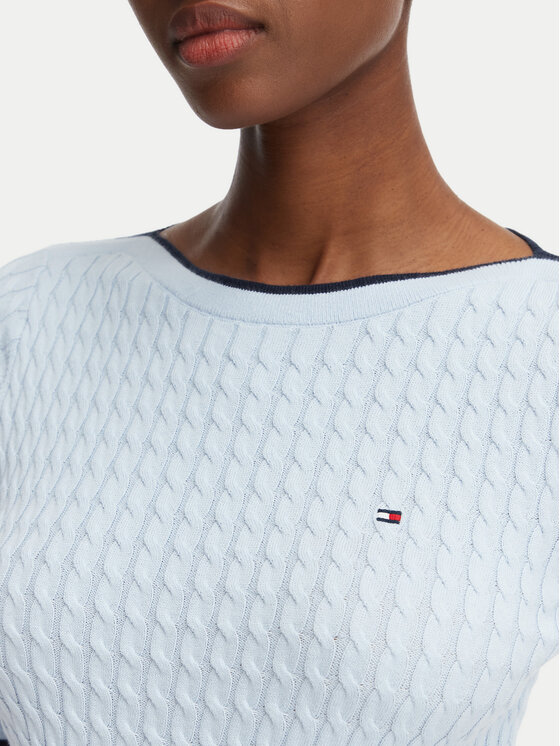 Tommy Hilfiger Tommy Hilfiger Džemperis Fine Gg Cable Boat WW0WW50103 Gaiši zila Regular Fit