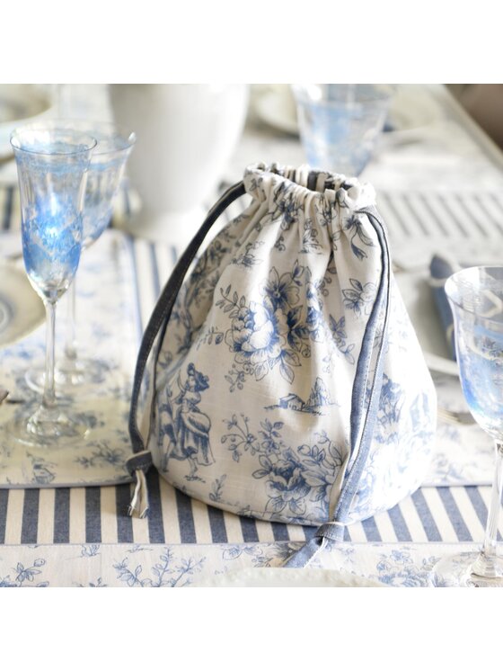 Roseberry Home Roseberry Home Podkładka na stół Mini dwustronne w stylu francuskim Toile de Jouy Blue & Stripes Niebieski