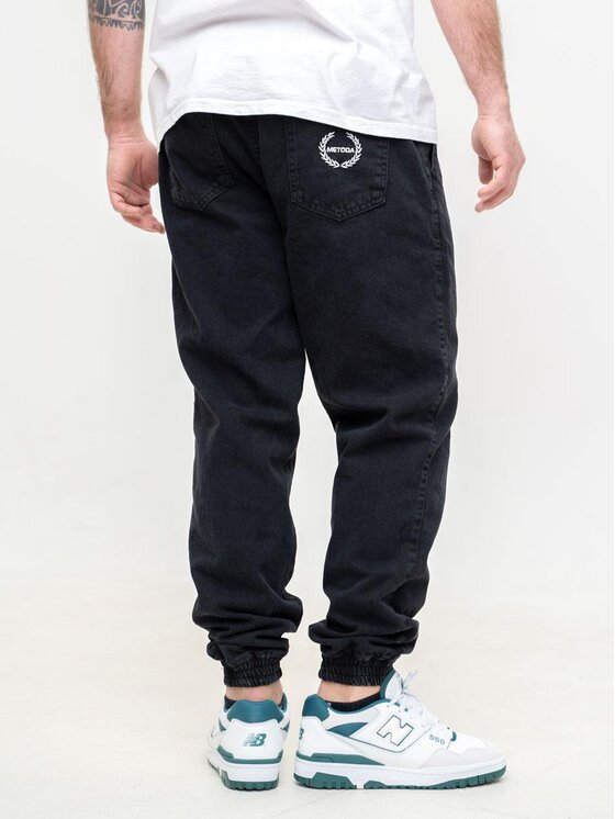 Metoda Sport Metoda Sport Joggery Szerokie Spodnie Jeansowe Baggy Jogger Męskie Czarne Metoda Sport Laur Pocket 2XL Czarny Regular Fit