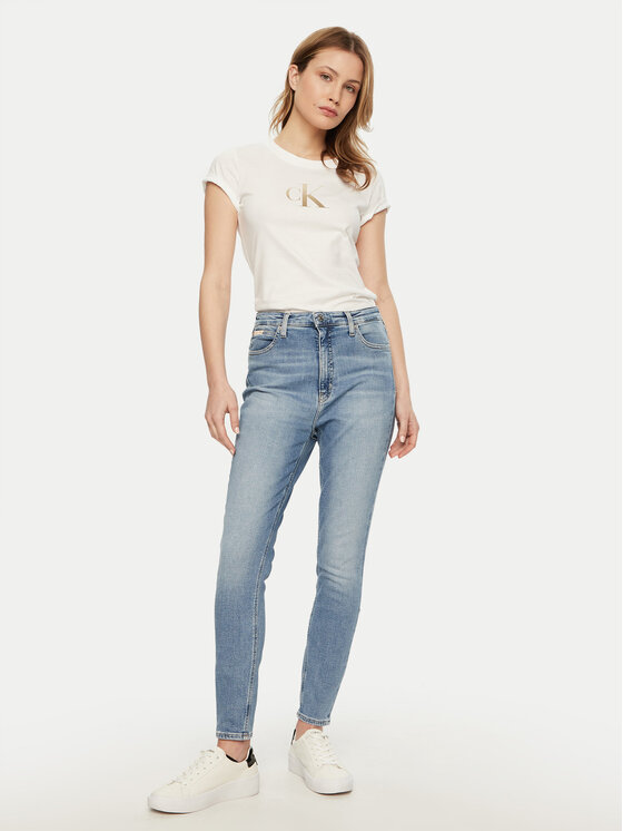 Calvin Klein Jeans Calvin Klein Jeans Tricou Gradient J20J224982 Alb Slim Fit