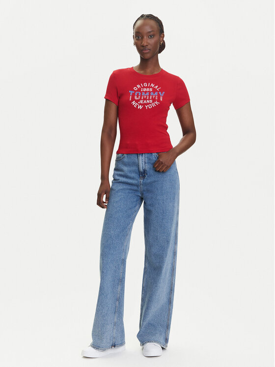 Tommy Jeans Tommy Jeans T-Shirt DW0DW21421 Czerwony Slim Fit