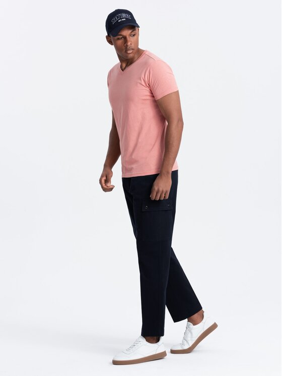Ombre Ombre T-Shirt OM-TSBS-0145 Różowy Regular Fit