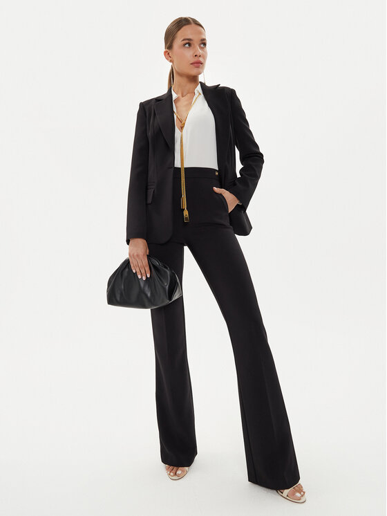 Elisabetta Franchi Elisabetta Franchi Medžiaginės kelnės PA-030-46E2-V250 Juoda Regular Fit