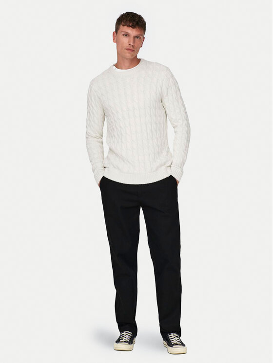 Only & Sons Only & Sons Sweter 22026504 Écru Regular Fit