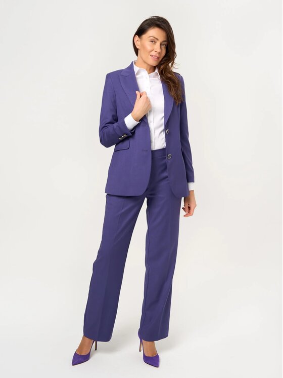 Willsoor Willsoor Spodnie materiałowe 68241 Fioletowy Regular Fit