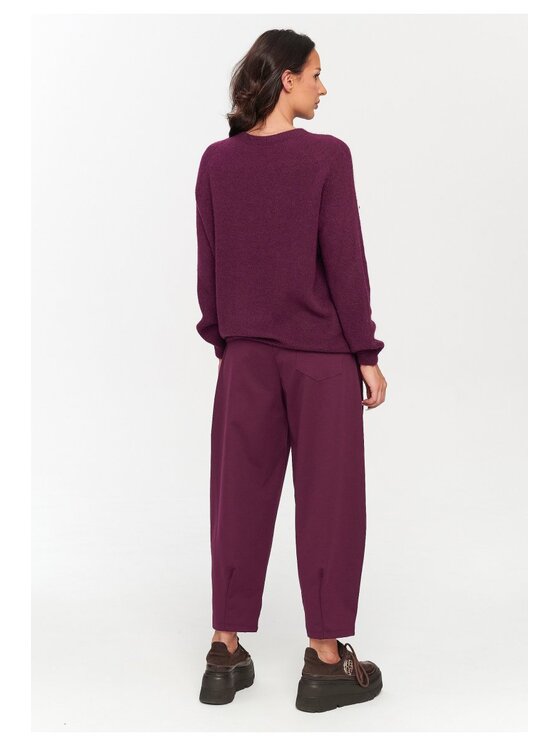 Makadamia Makadamia Sweter C80 Bordowy Loose Fit