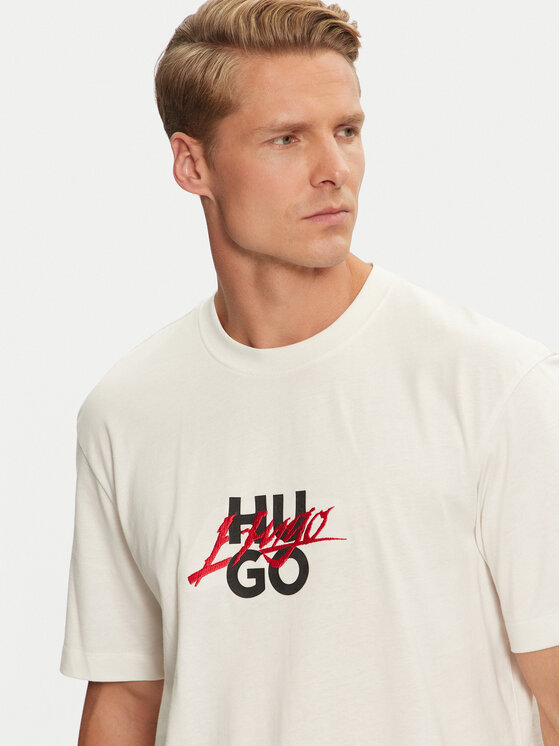 HUGO Hugo T-Shirt Dlongny 50521076 Écru Relaxed Fit