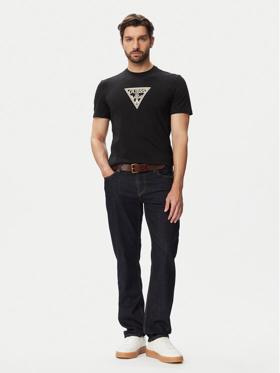 Guess Guess Marškinėliai M6YI40 K4226 Juoda Slim Fit