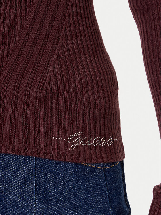 Guess Guess Pletena jopica W5BR16 Z3OW2 Bordo rdeča Slim Fit
