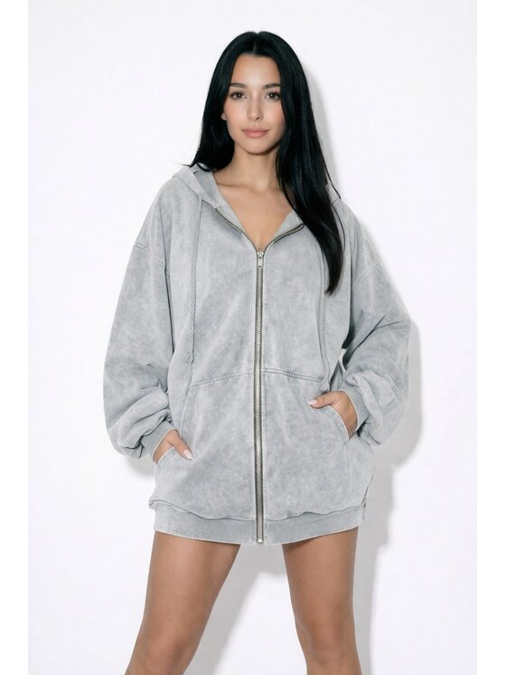 MissDenim MissDenim Bluza Oversize Zip Hoodie Szary Oversize