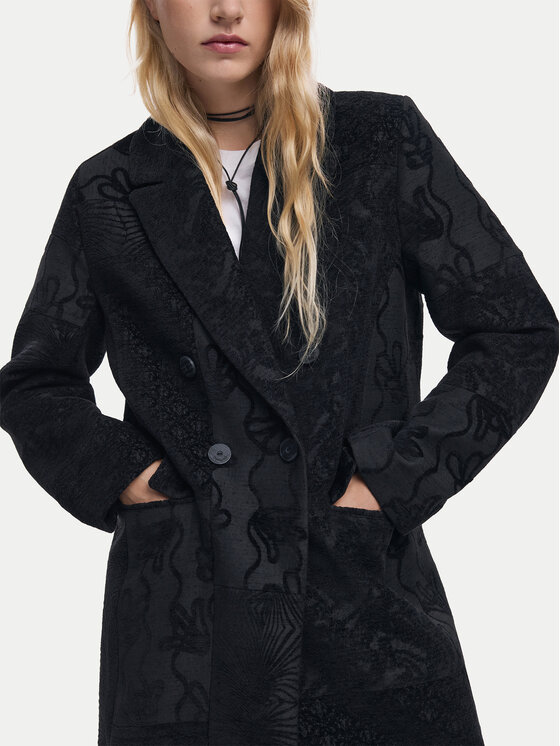 Desigual Desigual Płaszcz przejściowy Patch 25WWEW16 Czarny Regular Fit