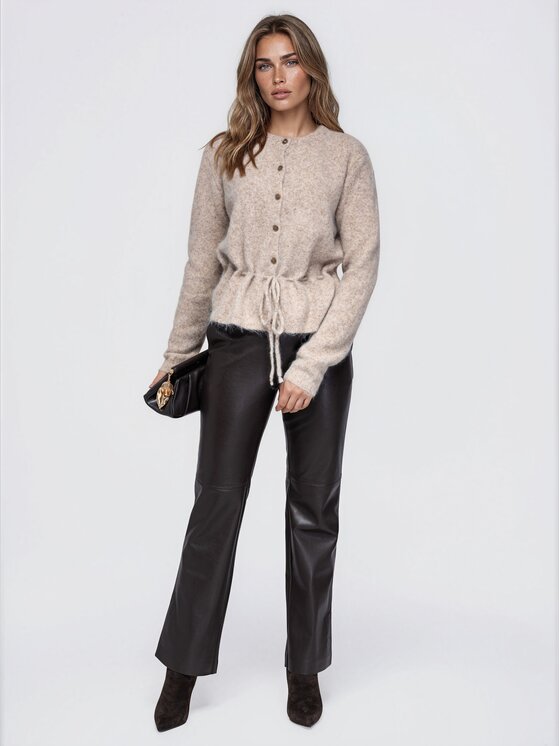 Ombre Ombre Sweter OW-SW-E0068 Beżowy Regular Fit